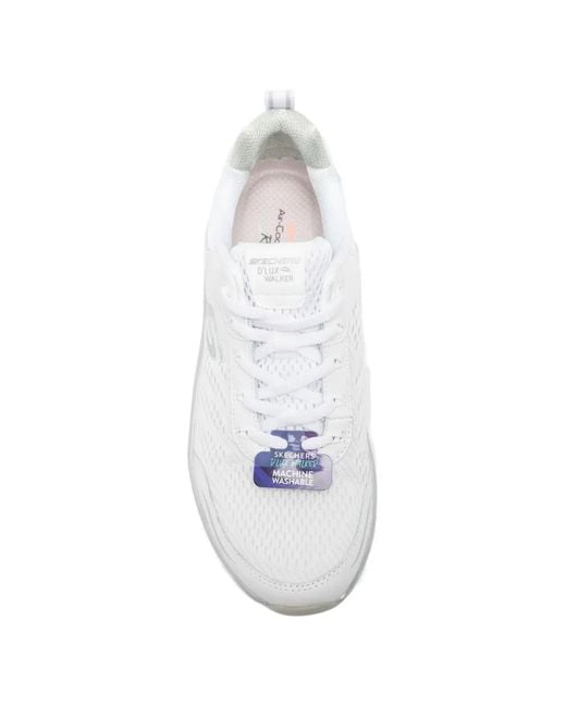 Skechers White D'Lux Wlker Infinite Motion Lace-Up Sneakers