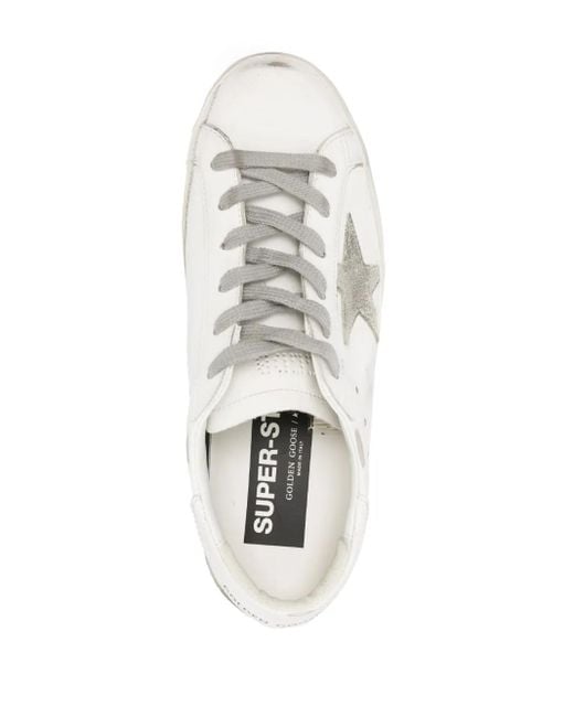 Golden Goose Deluxe Brand White Super-Star Bio Based Upper And Heel Suede Star And Spur