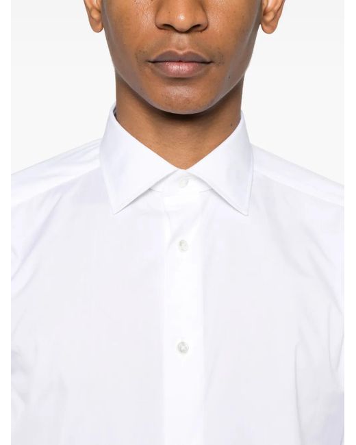 Camicia Con Spacchetto Sul Collo di Zegna in White da Uomo