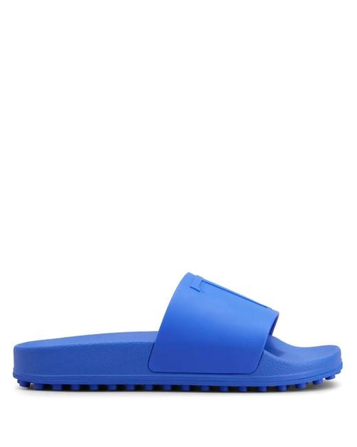 Tod's Blue Logo-Embossed Slides for men