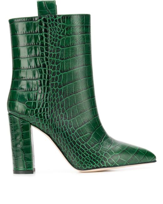 Paris Texas Leather Snakeskin Effect Ankle Boots in Green - Lyst
