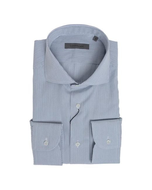 Corneliani Blue Striped Cotton Shirt for men