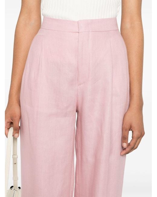 Pantalones rectos con pinzas Tagliatore de color Pink