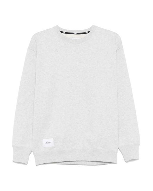 (w)taps White Sign Logo Sweatshirt for men