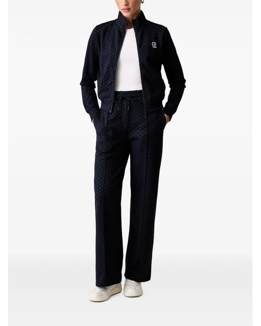 Guess Black Monogram-Pattern Drawstring Track Pants
