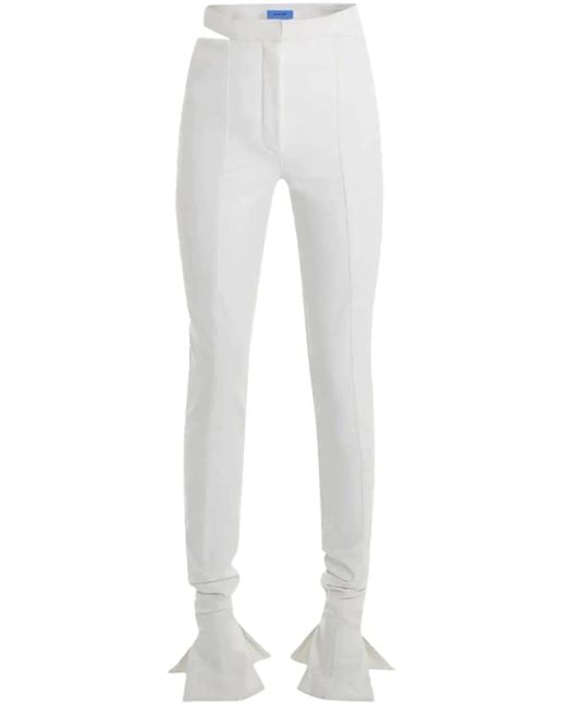 Mugler White Bonded Cut-Out Flared Trousers