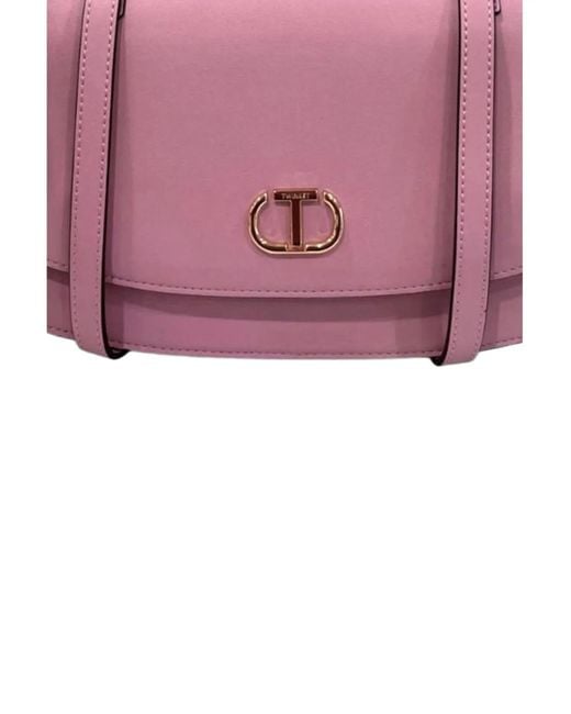 Twinset Pink Logo-Plaque Shoulder Bag