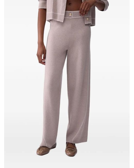 Liu Jo Natural Trousers With Contrast Stitching