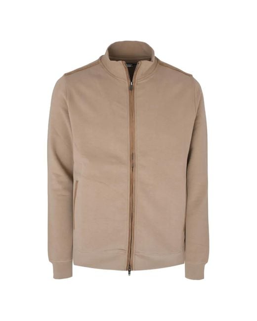 Pal Zileri Brown High-Neck Zip-Up Sweatshirt for men