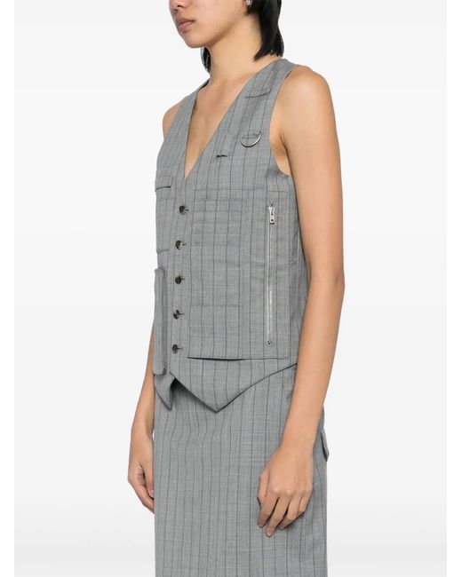 Moschino Gray Checked Waistcoat