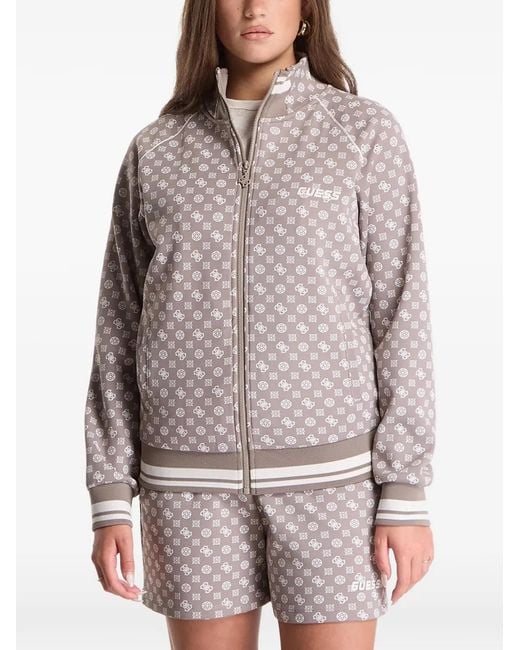 Guess Gray Full-Zip Scuba Sweatshirt