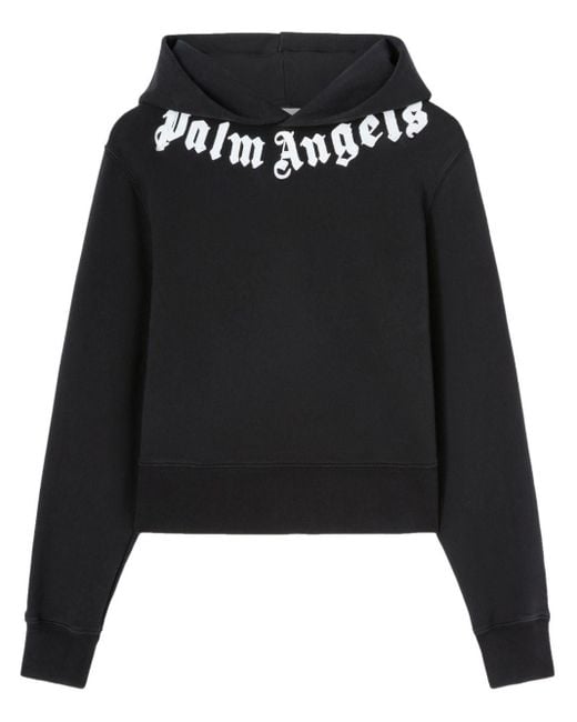 Palm Angels Black Logo-print Cotton Hoodie