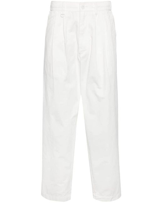 Chocoolate White Pleat-detail Cotton Trousers for men