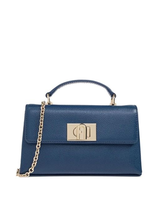 Furla Blue Mini 1927 Metal-Logo Tote Bag