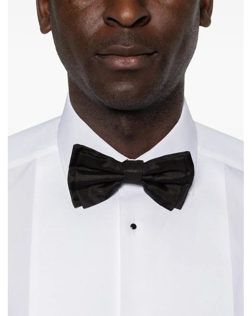 Dolce & Gabbana White Cotton Poplin-Fit Tuxedo Shirt for men