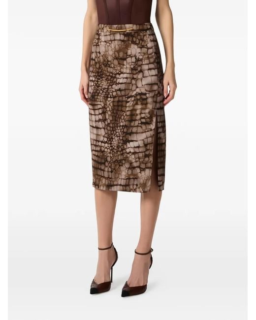 Elisabetta Franchi Brown Cacao Viscose Skirt
