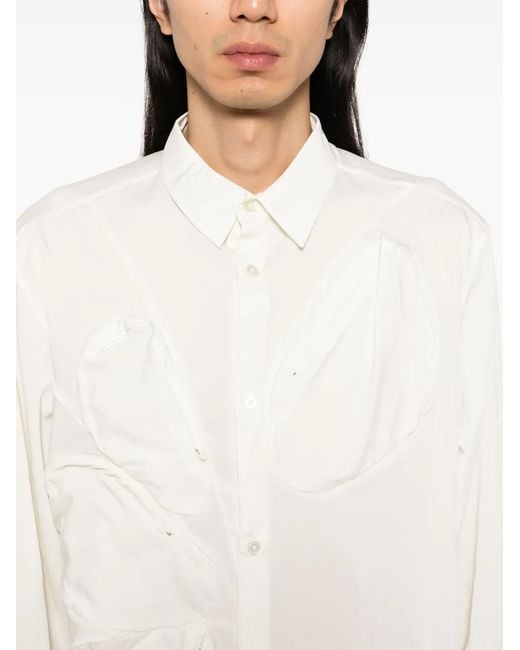 Post Archive Faction PAF White Paneled-Design Shirt for men