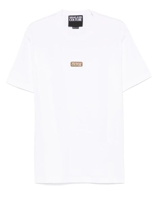 Versace Jeans Couture White Logo-Plaque T-Shirt for men