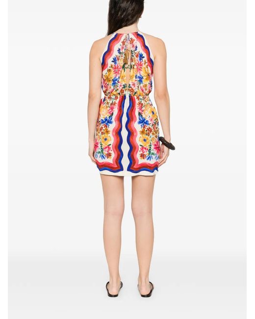 Farm Rio White Floraline V-Neck Wrap Mini Dress