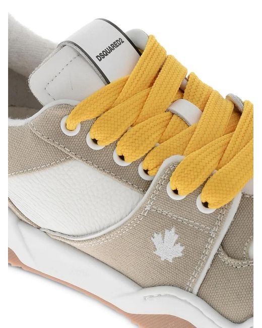 DSquared² White Spiker Panelled Leather Sneakers