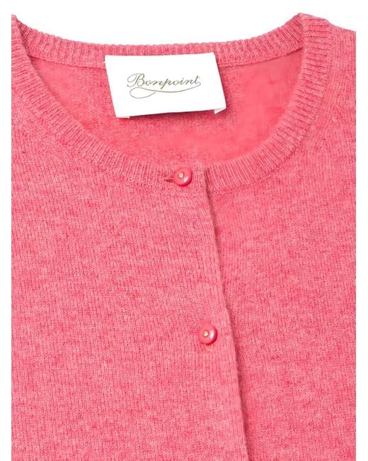 Bonpoint Pink Button-Front Cashmere Cardigan