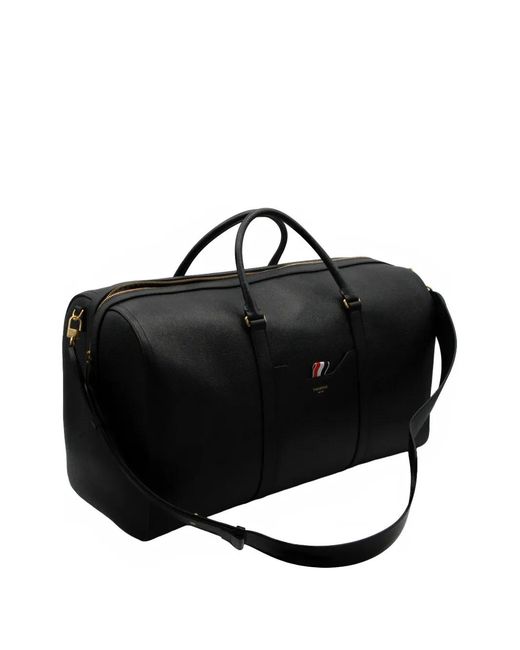 Thom Browne Black Pebbled Leather Luggage Bag for men
