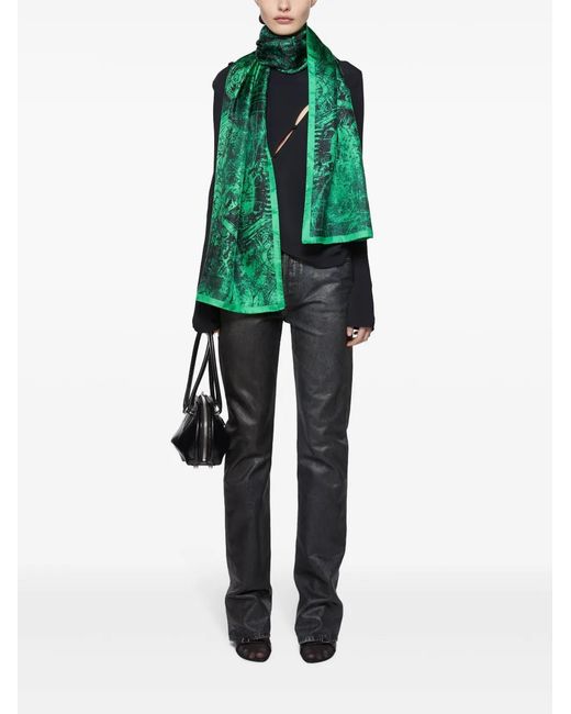 Acne Green Abstract-Print Scarf