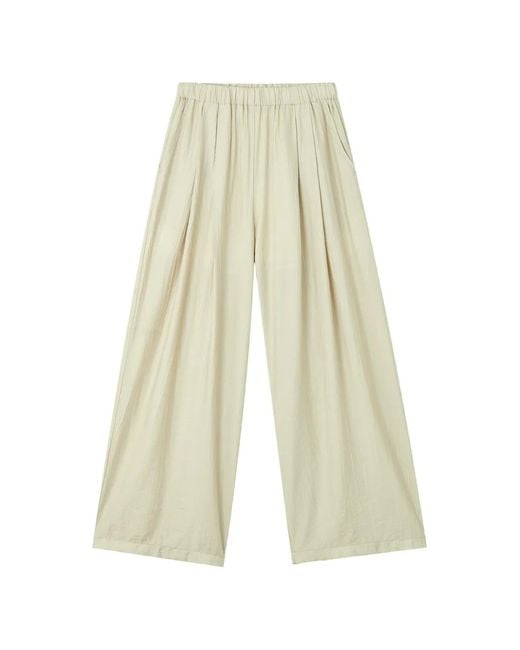 B+ AB White Pleated Wide-Leg Trousers