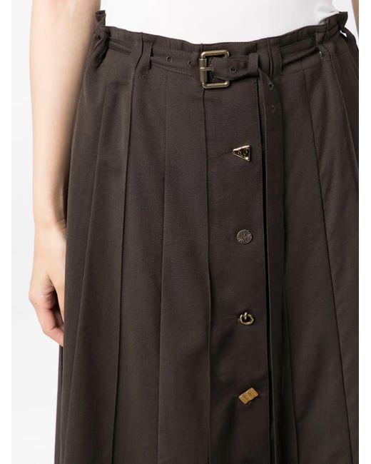 Rejina Pyo Black Noor Pleated Wool Midi Skirt