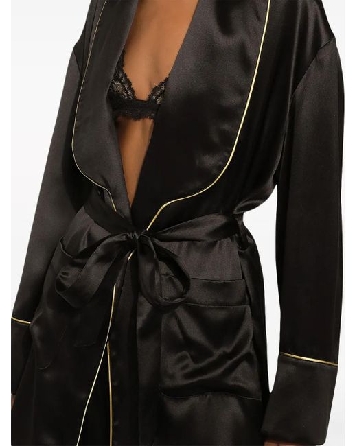Dolce & Gabbana Black Belted Silk Blazer
