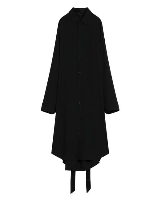 Balenciaga Black Shirt Dress With Intertwined Ribbons