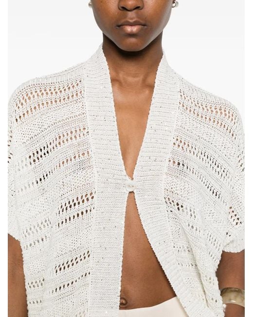Panicale White Short-Sleeve Cardigan