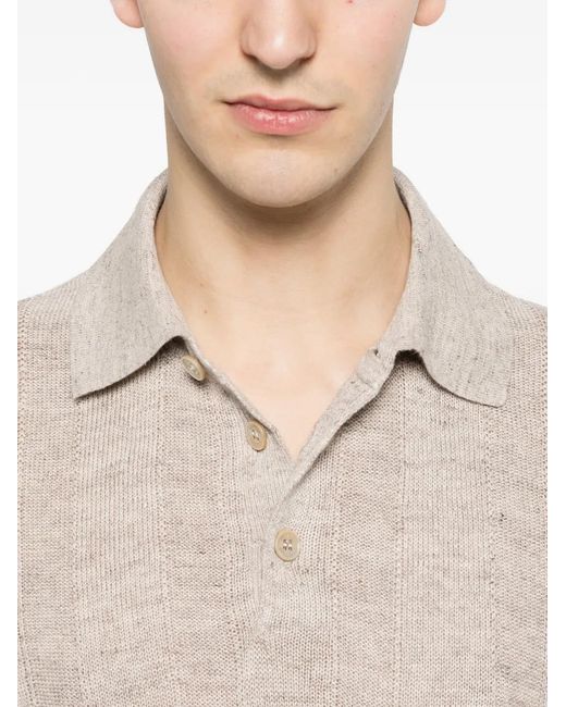 Brunello Cucinelli White Linen And Cotton Blend Polo Shirt for men
