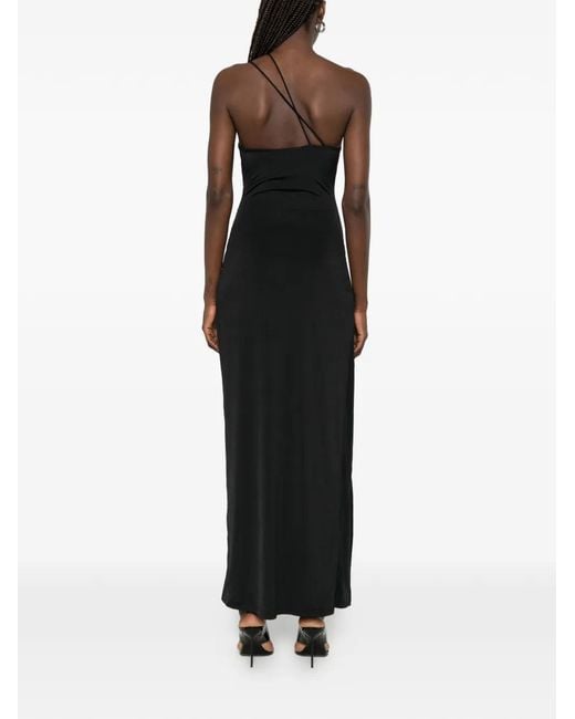 Twentyfourhaitch Black Arutas Ruched Side-Slit Dress