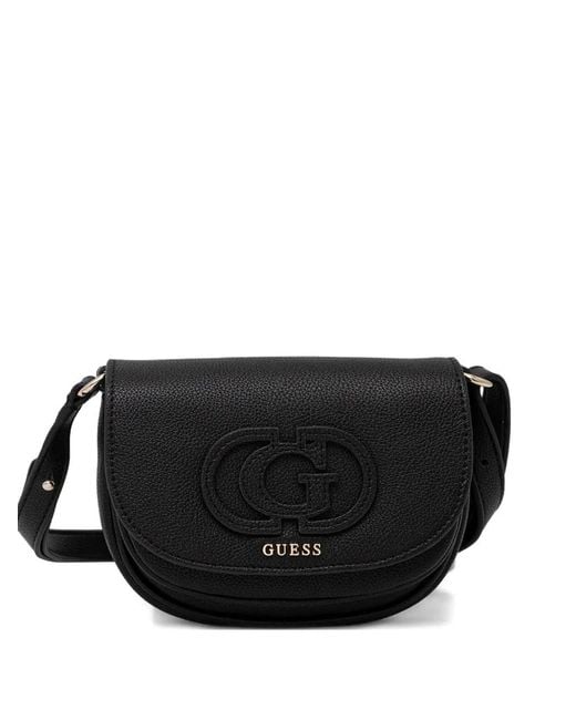 Guess Black Embossed-Logo Crossbody Bag