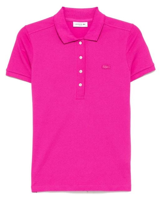 Polo À Patch Logo Lacoste en coloris Pink