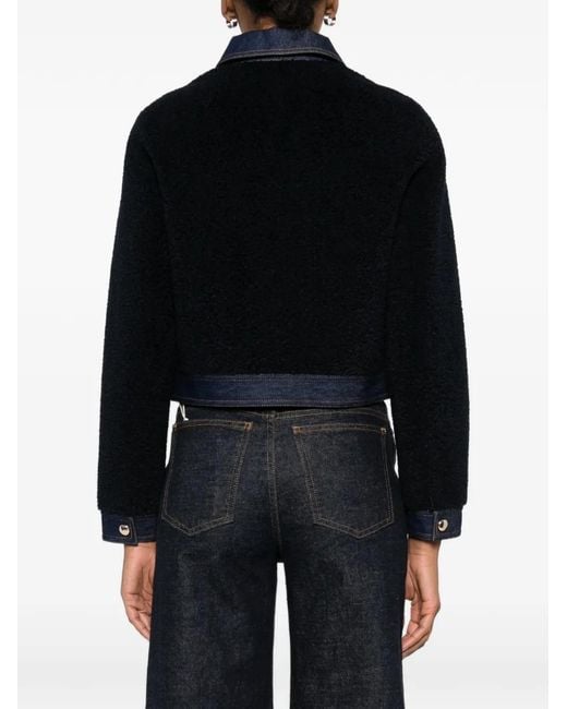 Maje Black Bouclé And Denim Jacket
