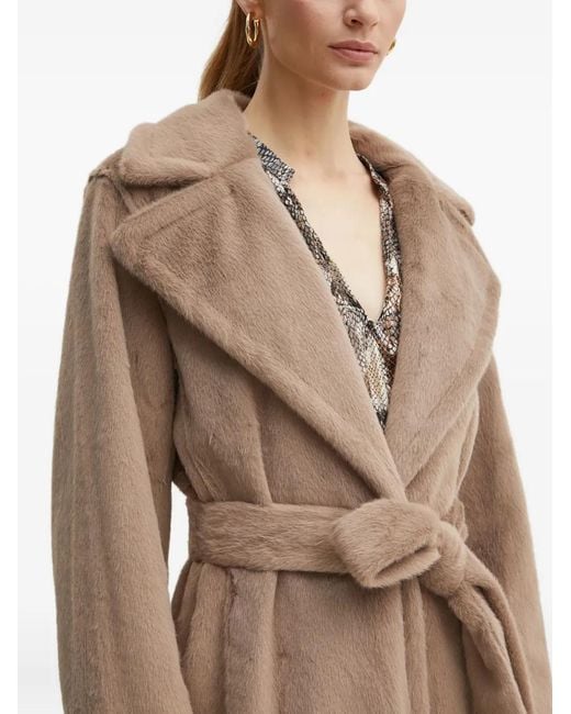 Guess Natural Belted Wide-Lapels Coat