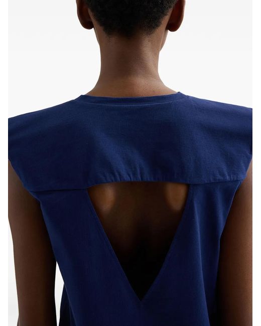 Jil Sander Blue Triangle Cut-Out Top