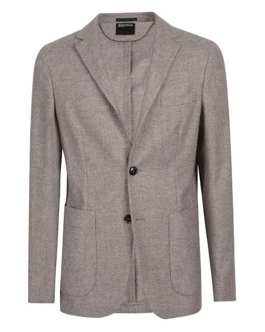 Zegna Gray Two-Button Wool Blazer for men