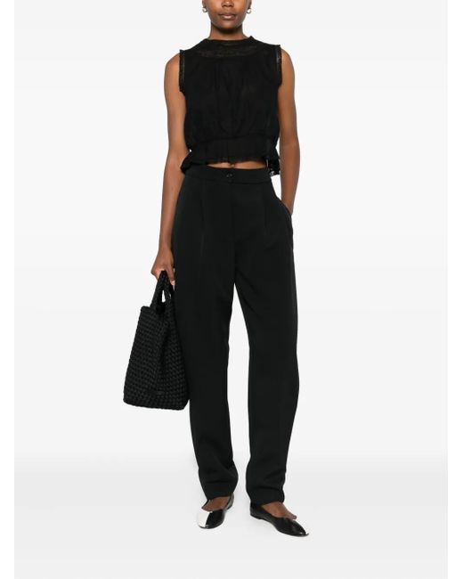 Doen Black Lilibet Lace-Trimmed Sleeveless Top