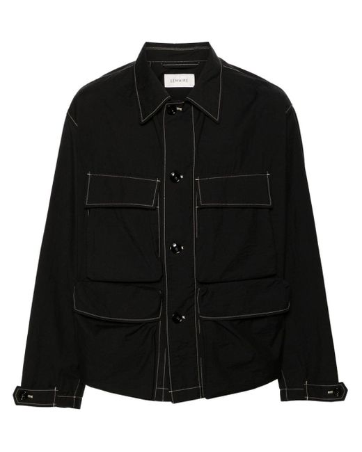Lemaire Black Contrast-Stitching Cargo Shirt Jacket for men