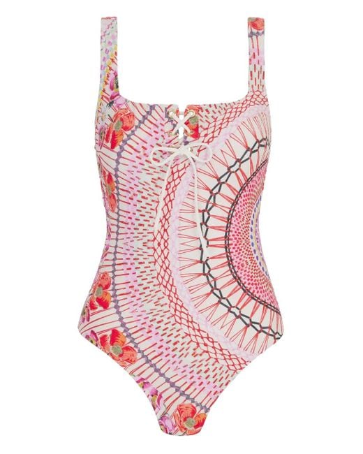 Costume Intero Pomegranate A Fiori di Temperley London in Red