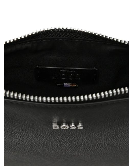 Boss Black Logo-Plaque Saffiano-Effect Shoulder Bag for men