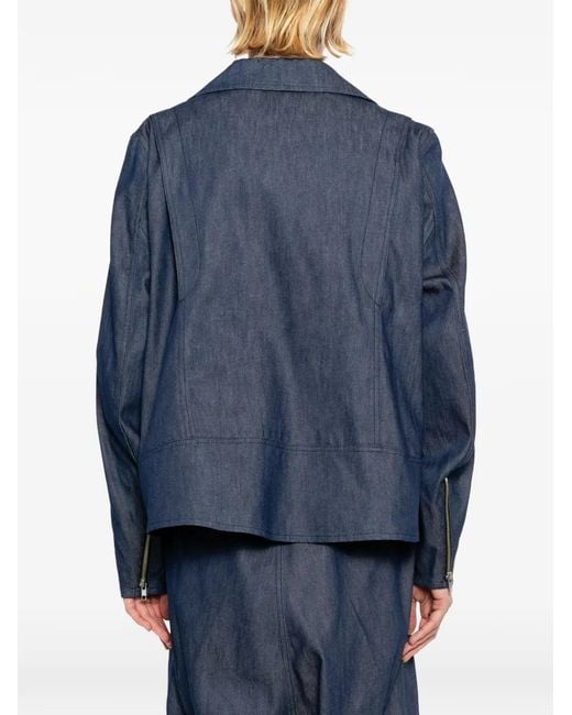 COMME DES GARÇON BLACK Blue Veste De Moto En Jean À Taille Ceinturée