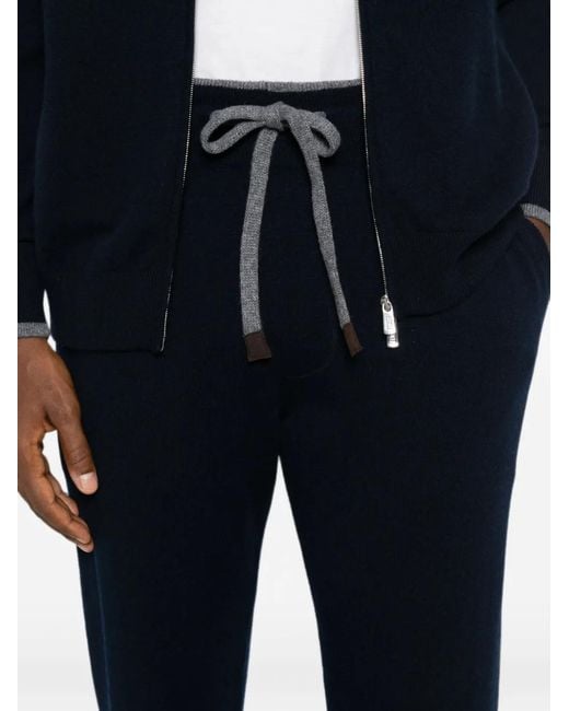 Fedeli Blue Davis Drawstring Track Pants for men