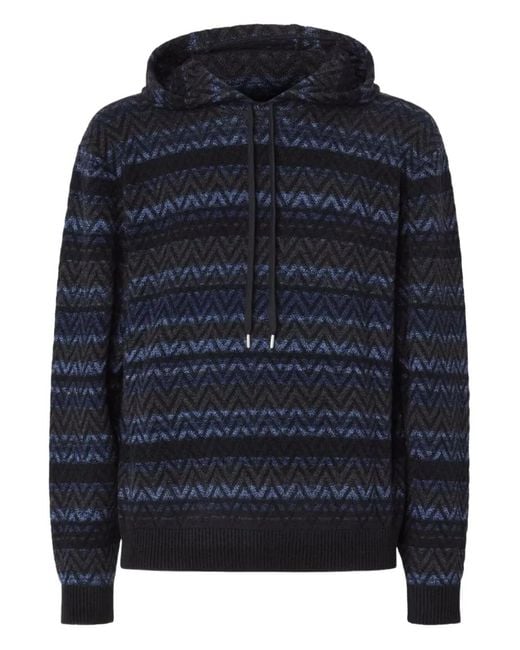 Missoni Blue Patterned Hoodie for men