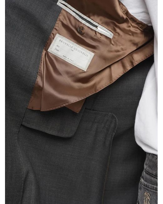 Brunello Cucinelli Gray Blazer Boutonné À Poches À Rabat for men