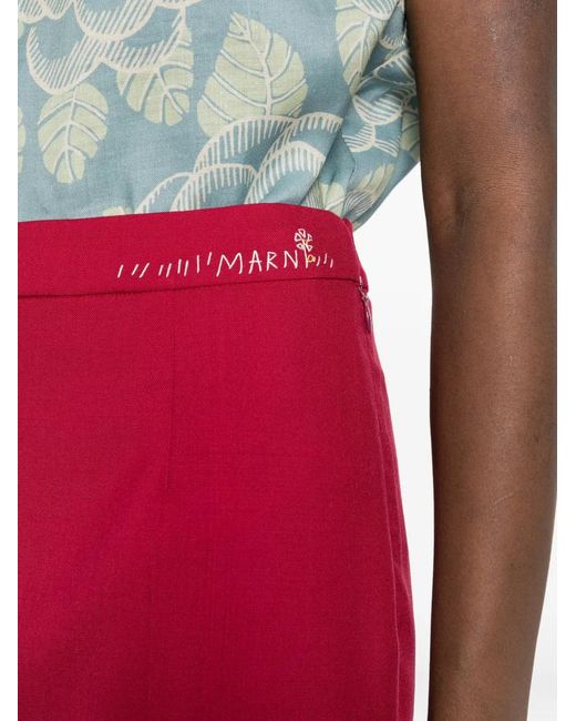 Marni Red Split-Hem Midi Skirt