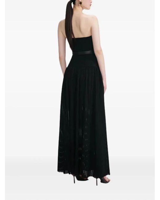 Self-Portrait Black Bandeau Belted-Knit Maxi Dress